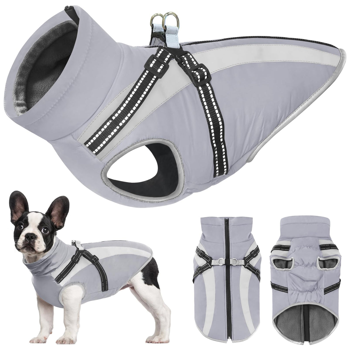Mosucoirl Warm Dog Coats Vest, Waterproof Dogs Jacket Reflective Fleece Pet Winter Cold Weather Coat Dogs Clothes Cozy Snow Jackets Outfits for Small Medium Large Dogs Puppy