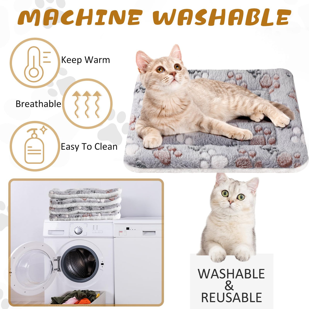 Tuanse 4 Pack Ultra Soft Dog Cat Bed Mat Small Animal Guinea Pig Bed with Cute Print Reversible Fleece Dog Crate Kennel Pad Cozy Washable Thickened Hamster Pet Beds Mat(21 x14 Inches,Light Gray)