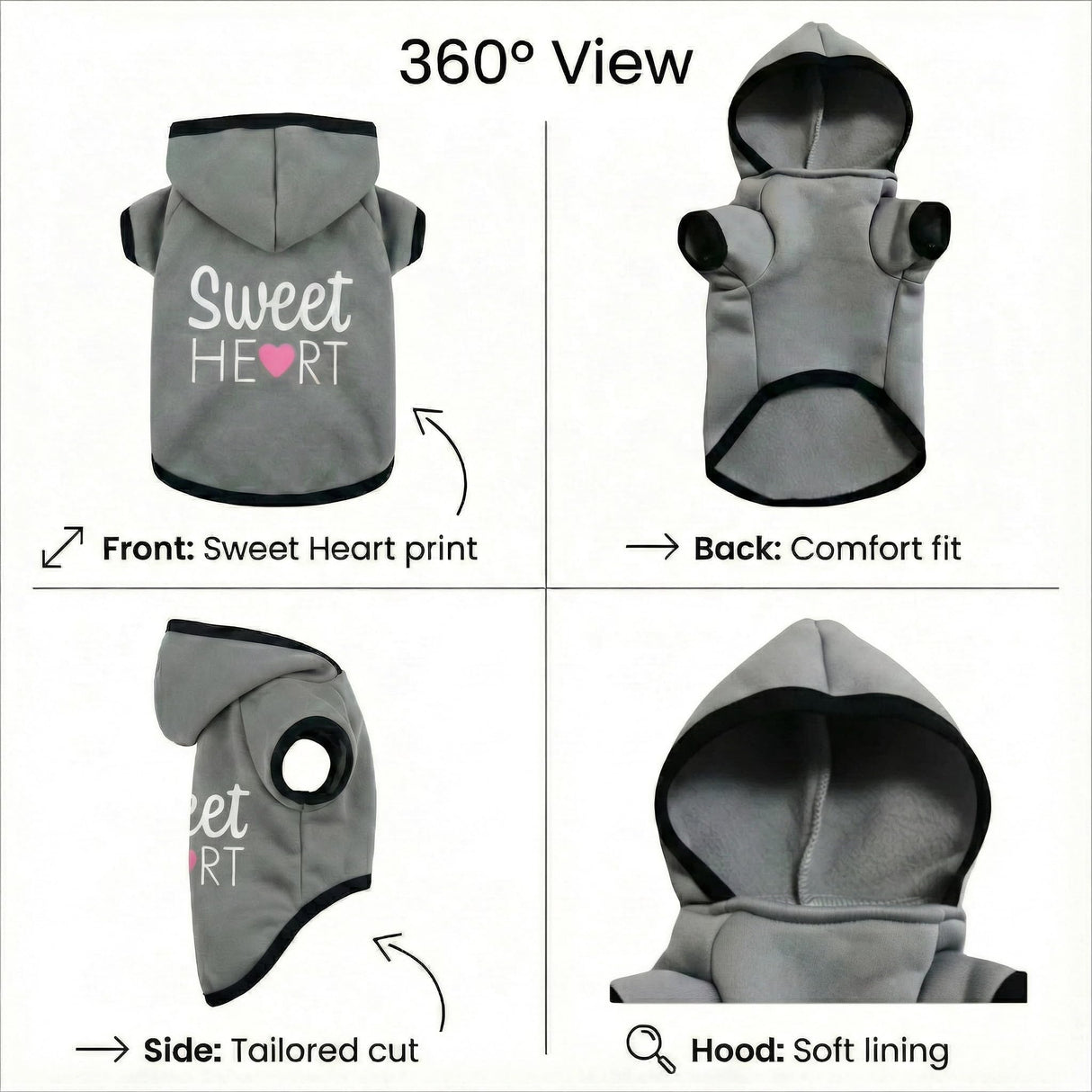 SCMQZöial Cozy Dog Hoodies & Sweater for Small Dogs & Puppies - Boy & Girl Outfit, Snug Fit Winter Hoodie, Ultra-Soft & Gentle for Easy Care, 100% Polyester, Gray, X-Small