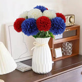 12 Pcs Artificial Chrysanthemums Flowers Patriotic Flower, 4th of July Fake Mums Flowers Silk for Home Decor Indoor Memorial Day Table Centerpiece Vase not Included (12, Red, White, Blue)