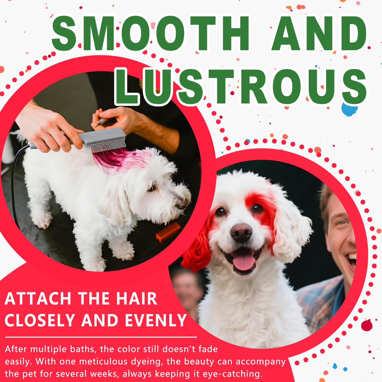 DOTUHAO Dog Hair Dye, 6 Color Pet Hair Dye, Pet Safe Dye, Dog Hair Coloring Agent, Fashionable DIY Pet Grooming Easy to Use Pet Hairs Dye Permanent for Pets Grooming (6 colors, 3.5 fl oz / 100 ml)