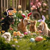 XunYee 8 Pcs Easter Dog Headbands Bunny Ears Headbands Cute Carrot Rabbit Ears Adjustable Pet Headwear Accessories for Easter Party Favors Dog Cat Puppy
