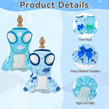 Vehomy 2-Pack Dog Summer Dress Breathable Puppy Cat Dresses with Bowknot Pet Summer Cool Outfits Skirts with Sea Fish Dolphin Patterns for Small Medium Dogs L