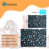 Dog Blankets for Large Dogs, 3 Pack Blanket Washable 41" x 31", Fuzzy Soft Pet Mat Throw Cover Kennel Crate Bed, Cute Grey Paw Pattern,Waterproof Cat Blanket