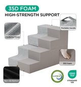 Made4Pets Dog Stairs for Small Dogs, Extra Wide Dog Steps for Bed Couch Sofa and Chair, 35D Foam Pet Steps for Small Dogs and Cats(Up to 40lbs), Non-Slip Bottom Pet Stairs, Light Grey, 3 Steps