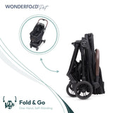 WonderFold Bella Pet Stroller - Autofold Design with Lightweight Aluminum Frame, Breathable Carriage Fabrics and Canopy, Safety Tethers & Easy-Clean Interior - Graphite Black