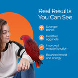 UnRuffledRx™ Bird Calcium Plus with Magnesium and D3, Dissolves Clear and Tasteless in Water, Supports Bone, Muscle, Feather and Egg Health, 45 Servings, Made in FDA-Registered USA Facility
