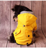 Dog Raincoat Jacket with Zip up Yellow rain Coat Hoodie Water Resistant Stylish Dog Raincoats (Large,Yellow)