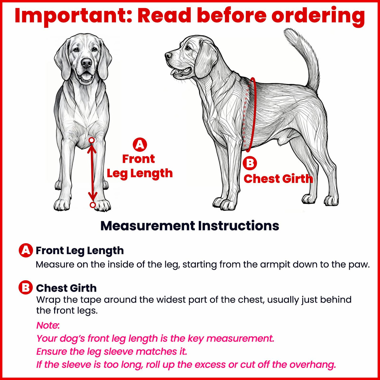 LufeLux Dog Front Leg Sleeve, XLarge, Comfortable, Breathable Material, Adjustable Elastic Band, for Hot Spots, Wounds, Bandages