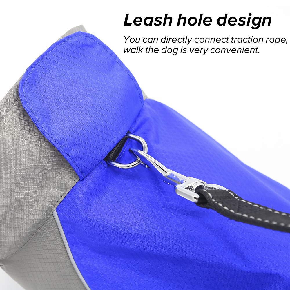 Vizpet Dog Raincoat Waterproof Coats,Dog Jacket High Visibility Warm Vest Dog Clothes for Small Medium Large Dogs (Blue-XL)