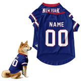 New York Personalized Dog Jersey Shirt with Custom Name and Number for Small, Medium and Large Dogs, Sports Pet Clothes, XS–3XL