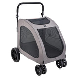 VEVOR Pet Stroller, 4 Wheels Dog Carrier with Brakes, 160lbs Weight Capacity, Portable Puppy Travel Strollers with Breathable Mesh Windows & Height-Adjustable, for Cats & Dogs