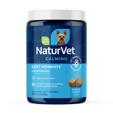 Load image into Gallery viewer, NaturVet Quiet Moments Calming Dog Supplement, Dog Soft Chews with Melatonin to Help Reduce Stress from Storms, the Vet, Fireworks, and Travel, Bacon and Chicken Flavored Pet Supplement, 180 Count Jar

