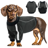 Queenmore Fleece Dog Sweater for Male Dogs, Soft Pullover Dog Sweatshirt with Leash Hole/Reflective Stripes – Cozy Winter Fleece Jacket for Small Medium Large Boy Puppy, Grey XS