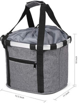 ENASGLOO Detachable Bike Basket, Dog Cat Bicycle Handlebar Front Bag Pet Carrier with 5 FT Dog Leash for Cycling, Shopping, Picnic, and Outdoor (Gray)