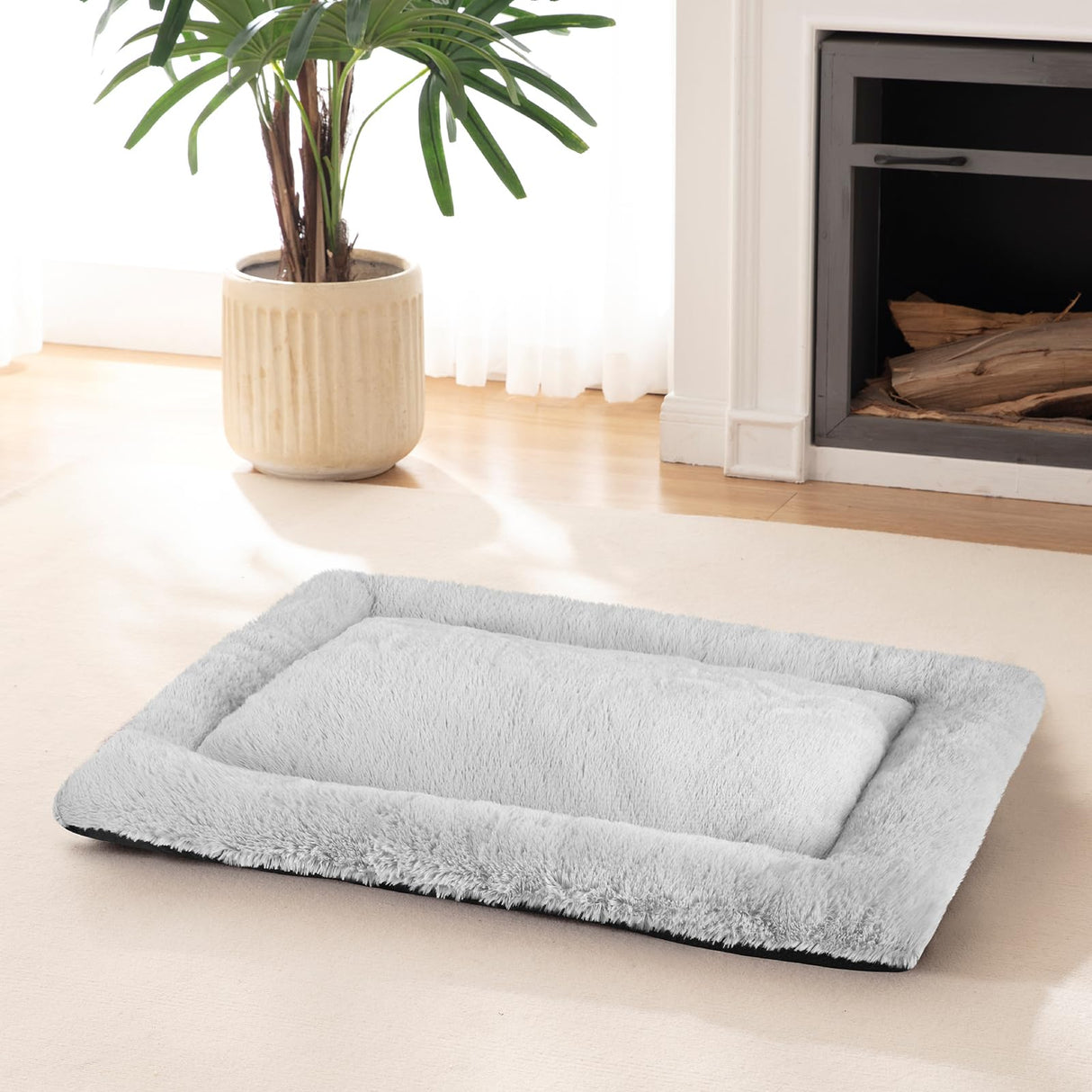 SIWA MARY Dog Bed Mat Soft Crate Pad Washable Anti-Slip Mattress for Large Medium Small Dogs and Cats Kennel Pad(40'' x 27'' Grey)
