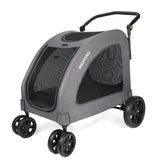 Dog Stroller for Extra Large Dogs, 4 Wheels Dog Cat Stroller, Foldable Pet Bike Trailer, Folding Carrier with Adjustable Handle, Sunroof, Rear Brake, Security Leash (Dark Grey)