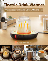 Large Candle Warmer Plate - Coffee Cup Mug Warmer for Desk, Candle Melter, Electric Mug Heater for Beverages, Milk & Tea, Coffee Accessories Ideal Gifts Keep Cup Warm (Black)