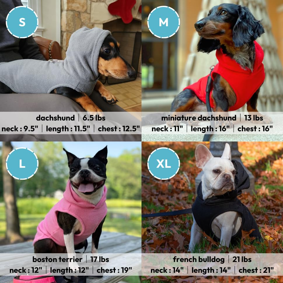 Gooby - Fleece Vest Hoodie, Small Dog Pull Over Hooded Fleece Jacket with Leash Ring, Purple, X-Small