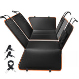 6-in-1 Leather Dog BackSeat Extender, Hard Bottom 40/60 Split Waterproof Car Back/Front Seat Cover, Rear Hammock Carseat Protector, Large Size Pet Mat for SUV/Truck/Cargo, Vehicle Bed Travel Accessory