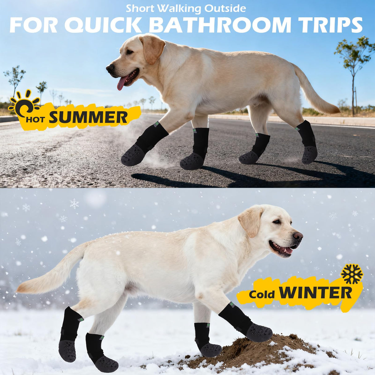 EXPAWLORER Anti Slip Dog Socks to Prevent Licking Paws, Winter Snow Dog Boots & Paw Protectors Booties for Hardwood Floors with Heart Grippers, Dog Shoes for Small Medium Large Senior Dogs Black S