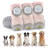 paatata Dog Shoes for Large Small Medium Dogs Knob Breathable Dog Boots & Paw Protectors Non-Slip Dog Shoes for Hot Pavement,Rain,Snowy Day Indoor Outdoor 4pcs (Pink, 4)