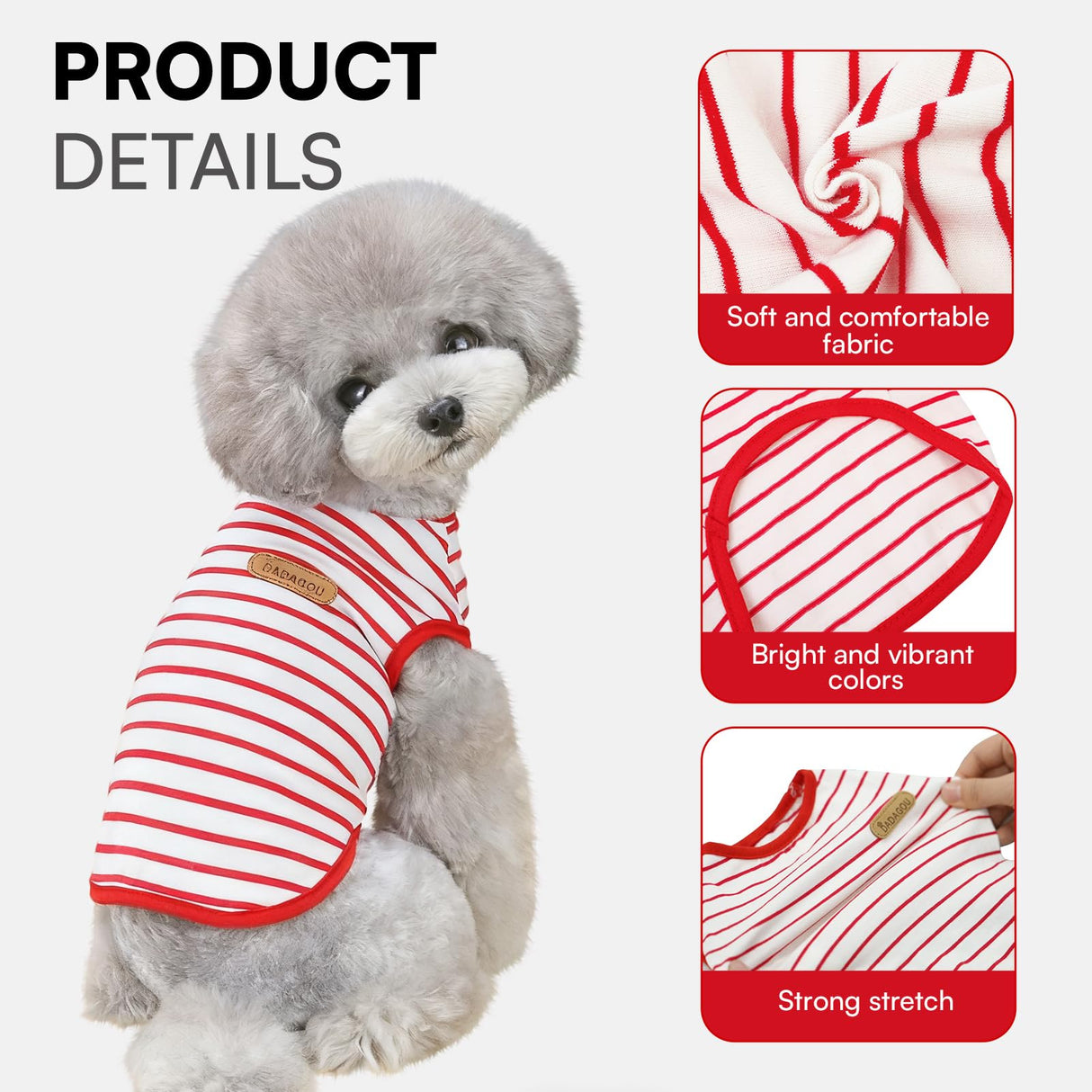 Preferhouse Dog T-Shirts for Extra Large Dogs 2 Pack, XL Dog Sleeveless Striped Vests Dog Pullover T-Shirts Lightweight Puppy Kitten Tank Top Cat Tee for Schnauzer, RedBlack-XL