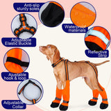 SeranPup M Orange Stay-On Suspender Dog Boots | Anti-Slip Waterproof | Adjustable Dog Shoes Paw Protector for Medium Dogs Outdoor Walking Hiking