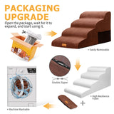 Topmart Wider High Density Foam Dog Steps 4 Tiers,Extra Wide Deep Pet Steps,Non-Slip Pet Stairs with Waterproof Cover,Soft Foam Dog Ladder,Best for Older, Injured, Pets,Cats
