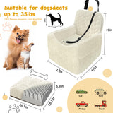 Dog Car Seat for Small/Medium Dogs, Memory Foam Dog Booster Seat, Travel Safety Per Car Seat with Washable Removable Cover, Storage Pockets for Dogs up to 35 lbs (White, Small)