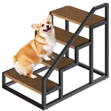 YATINEY Dog Stairs for Small Dogs, 4-Steps Dog Steps for High Beds and Couch, 20.5”H Pet Steps with Non-Slip, Brown and Black LT01BV