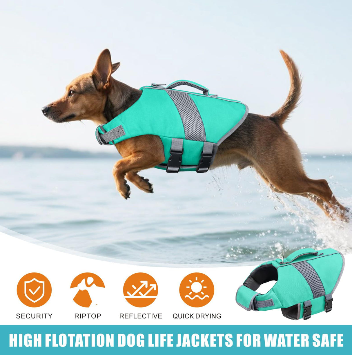 Mosucoirl Dog Life Jacket High Flotation,Shark Dog Lifesavers Floats Coat High Visibility Reflective Pet Safety Vest Swimsuits Small Medium Large Dog Life Vest for Swimming Boating Surfing Kayaking