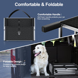 PetRuna Extra Wide Dog Stairs for Large Dogs, Foldable Dog Ramp for Car with Non-Slip Surface, Dogs Stairs for Cars, High Beds, Truck, Supports up to 250 lbs, 4 Steps
