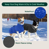 Kuoser Extra Warm Dog Coat, Windproof Cold Weather Dog Jackets for Large Dogs, Thick Fleece Lining Pet Turtleneck Snowsuit Reflective Adjustable Puppy Winter Coat Doggie Snow Jacket Blue, XL