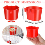 Sumind 60 Pcs Cage Cups Chicken Feeder Birds Hanging Feeders Seed Bowl 8 oz Plastic Water Bowl Hanging Chicken Gamefowl Waterer Feeding Watering Dish Coop Cups for Parrot Parakeet Poultry(Red)