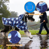 KOOLTAIL Dog Raincoat, Reversible Pet Rain Jacket Clear Hooded Double Layer with Storage Pocket, Adjustable Waterproof&Windproof Reflective Puppy Poncho with Leash Hole for Small Medium Large Dogs, L