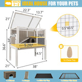 Ketive Guinea Pig Cages Indoor, Wooden Guinea Pig Cages with Stand, Rabbit Cage Hutch with Ramp and Hideout, Small Animals Cage Habitat with Not Leakage Pull Out Tray