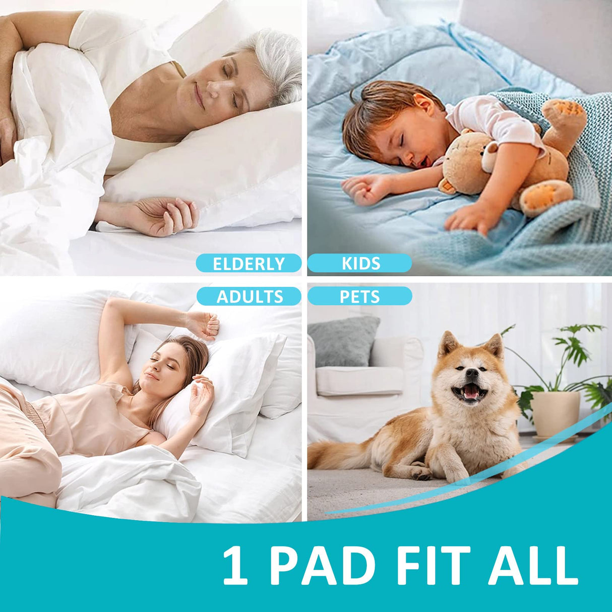 KANECH Washable Underpads, 34" x 36" (Pack of 4), Heavy Absorbency Bed Pads Washable Waterproof, Incontinence Bed Pads for Kids, Adults, Elderly, and Pets