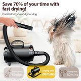Blanlody Dog Dryer Pet Hair Blower High Velocity for Grooming, Blow 3800W/5.2HP for Large Dogs Sechoir Pour Chien with Stepless Adjustable Speed, 4 Different Nozzles and Dog Brush,Blue