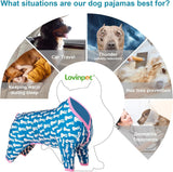LovinPet Large Dog Jumpsuit, Dog Pjs, Lightweight Stretchy Fabric, Blue Octopus Print Dog Jumpsuit, Onesies for Dogs, Pitbull Shirt, Pajamas for Pitbulls, Easy to Wear Large Dog Clothes,2XL