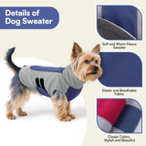 Queenmore Dog Sweater Male Female Dog Christmas Sweater Winter Jacket Coats with Leash Hole for XL Dogs Fleece Dogs Sweaters for Large Pets Collie Pitbull, Blue XL