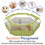 Pawaboo Small Animals Playpen, Waterproof Small Pet Cage Tent with Zippered Cover, Portable Outdoor Yard Fence with 3 Metal Rod for Chick/Kitten/Puppy/Guinea Pig/Rabbits/Hamster/Chinchillas,Green