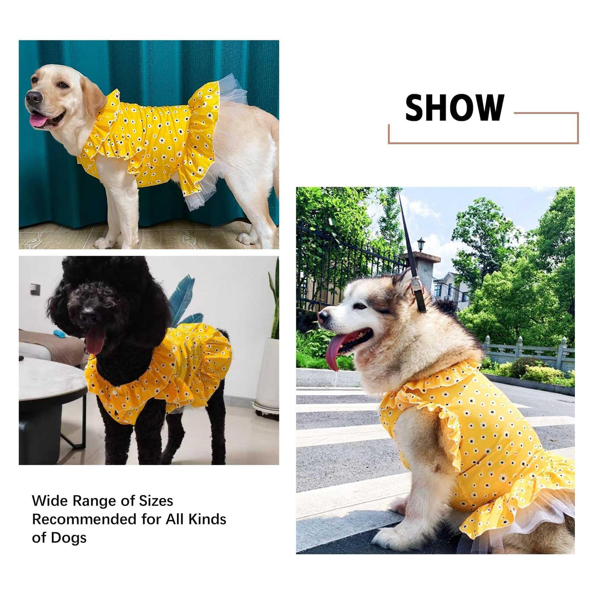 UOSIA Floral Girl Dog Princess Dress for Large Dogs- Designer Summer Pet Wedding Skirt Lightweight & Breathable for Birthday Party (Yellow, 4XL)