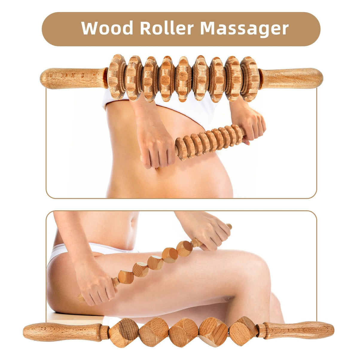 7 Pack Wood Therapy Massage Tools, Lymphatic Drainage Massager, Professional Maderoterapia Kit, Body Shaping, Anti-Cellulite, Back and Muscle Pain Relief, Wooden Body Sculpting Tools Set (7 Pack)