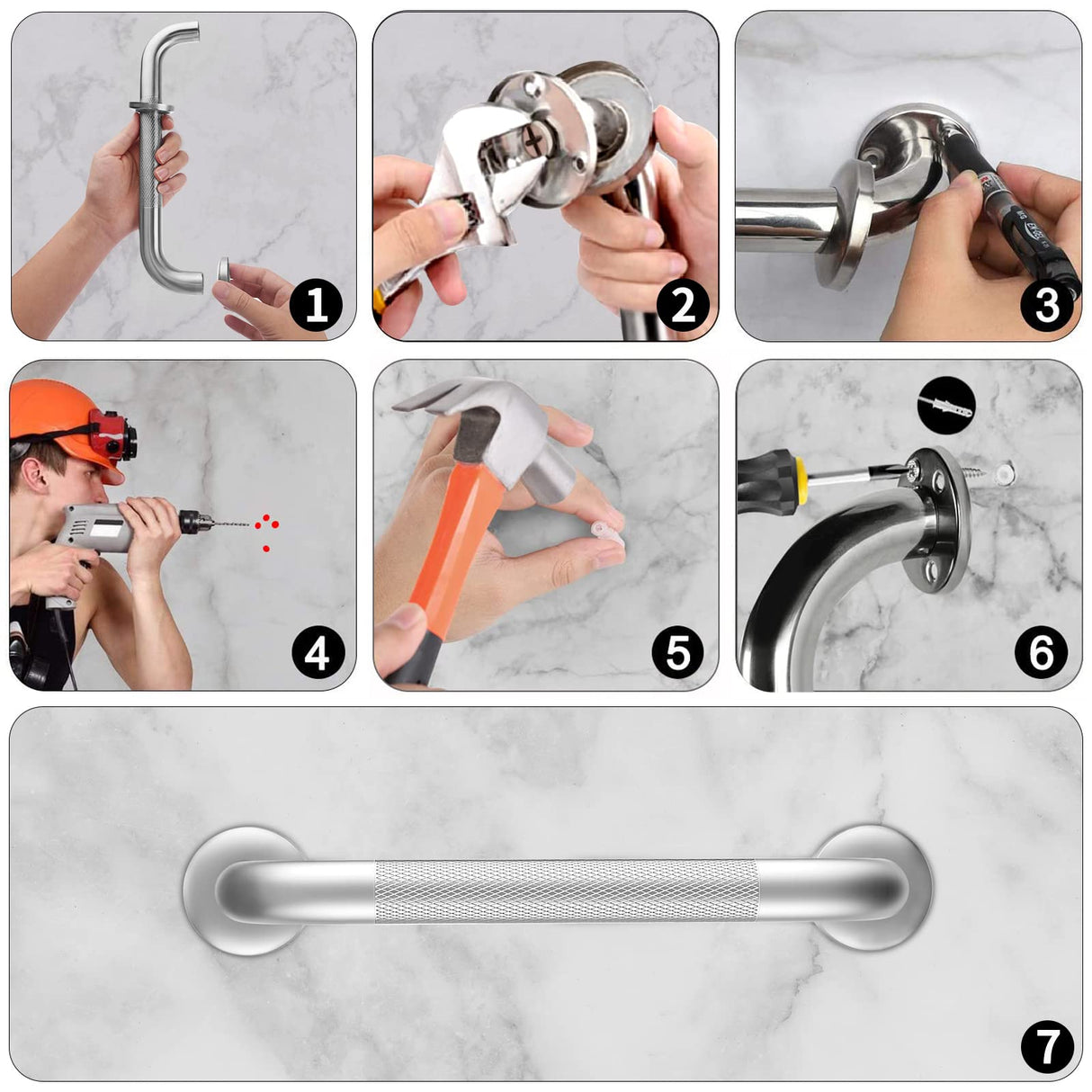 2 Pack 12 Inch Grab Bars for Bathtubs and Showers, Anti Slip Shower Grab Bars Stainless Steel Shower Handle Toilet Handicap Elderly Senior Assist Bathroom Saft Handle