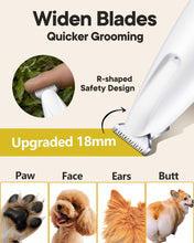 Load image into Gallery viewer, FURBONA Upgraded Dog Paw Trimmer with LED Light, 18 mm Widen Blade, 35 dB Low Noise, LED Display, Fully Waterproof, Rechargeable Clipper for Dogs Cats Trimming Paws, Eyes, Ears, Face, and Rump
