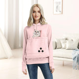 YYW Womens Pet Hoodies Pullover Sweatshirt Oversized Cat Hoodies Pet Holder Cat Dog Pouch Carriers (Pink,X-Large)