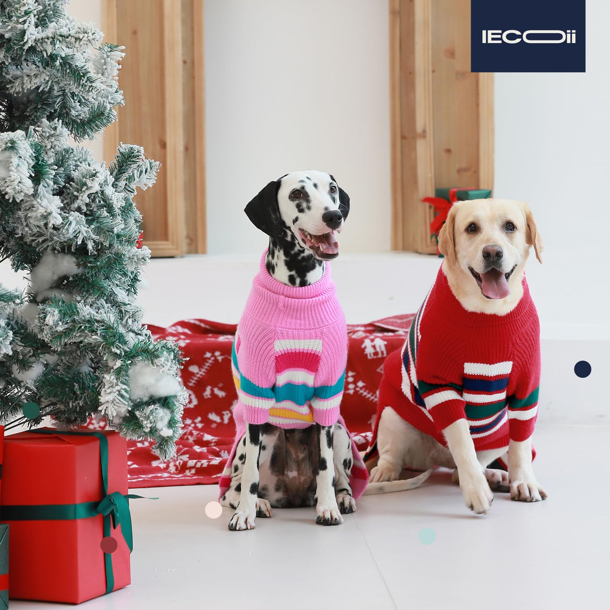 IECOii XXL Dog Sweaters - Turtleneck Pullover for Extra Large Dogs, Pink, XXL