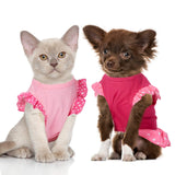 Weewooday 4 Pack Dog Dress Cute Pink Dog Clothes Skirt Girl Pet Princess Dress Puppy Summer Apparel Clothes Skirt Shirt with Ruffles Apparel for Small Puppy Cats Pet(M)