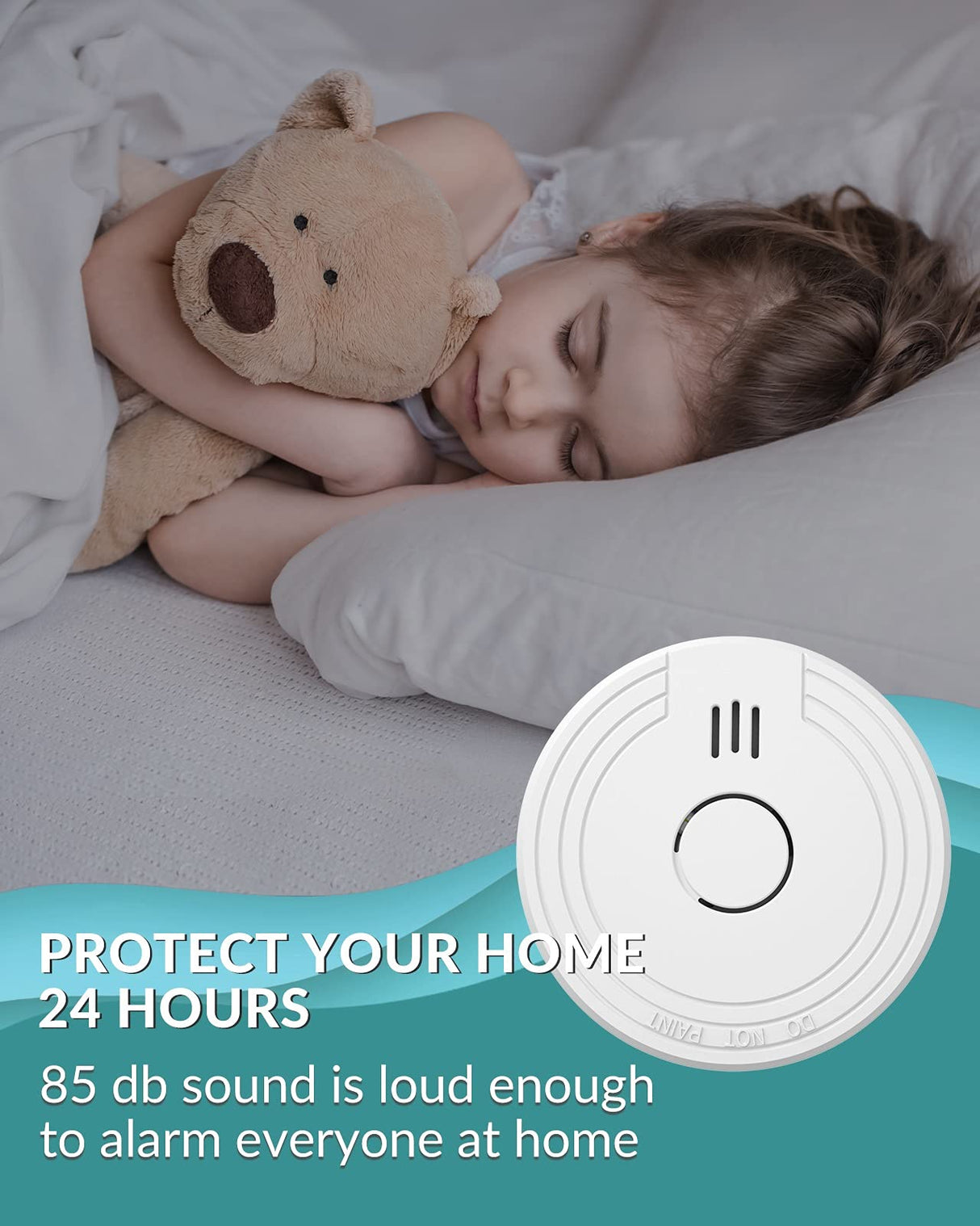 Ecoey Smoke Alarm Fire Detector with Photoelectric Technology and Low Battery Signal (Battery Include), Fire Alarm with Test Function for Home, Bedroom, FJ136GB, 3 Packs